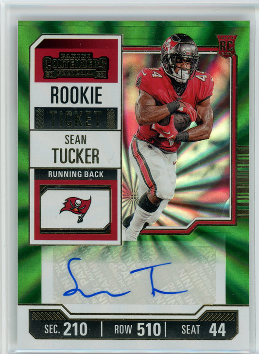 2023 Panini Contenders #157 Sean Tucker Opening Kickoff (Green Laser) Ticket