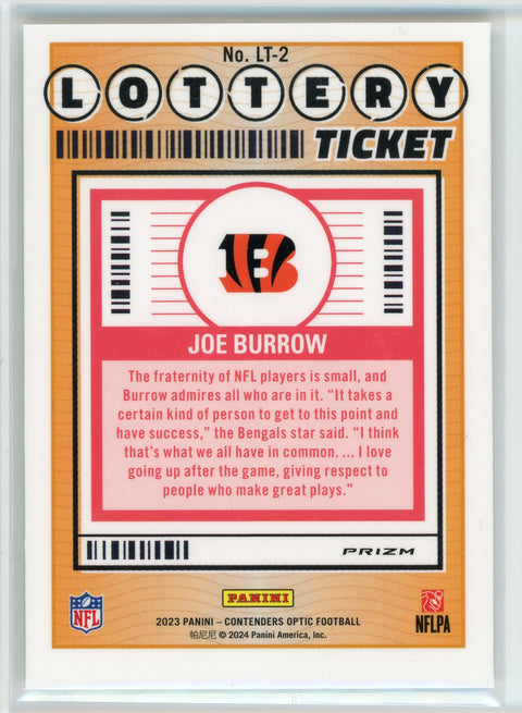 2023 Panini Contenders Optic #LT-2 Joe Burrow Lottery Ticket