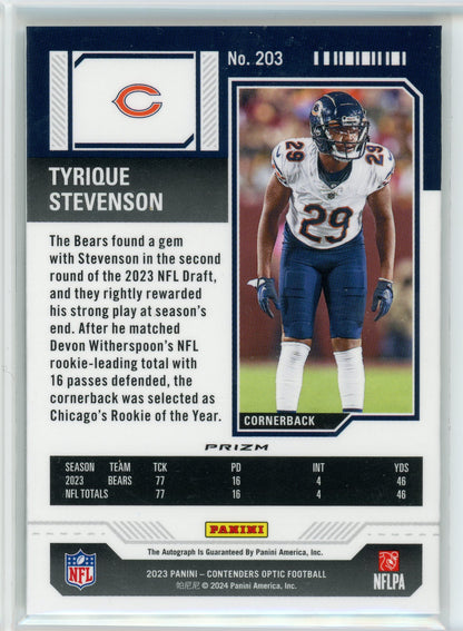 2023 Panini Contenders #203 Tyrique Stevenson Rookie Ticket Holo Auto