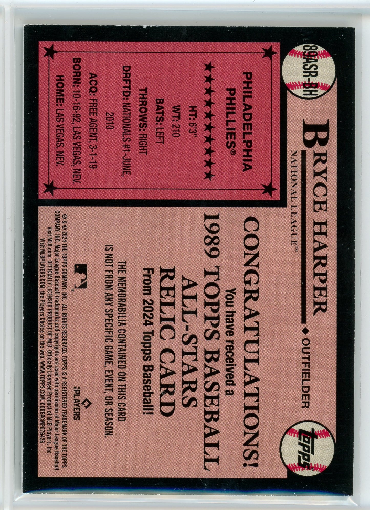 2024 Topps #89ASR-BH Bryce Harper 35th Anniversary All-Stars Black