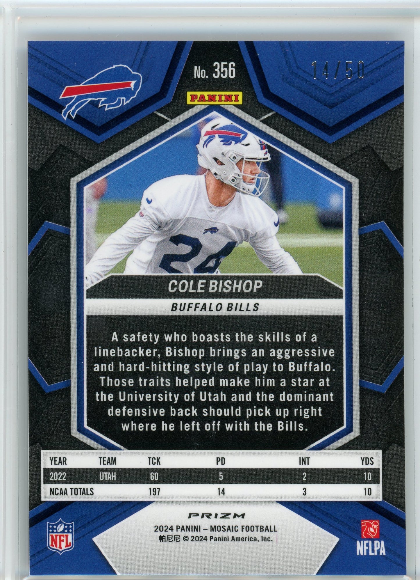 2023 Panini Mosaic #356 Cole Bishop Purple No Huddle /50