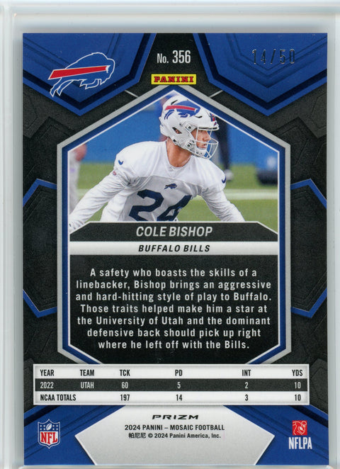 2023 Panini Mosaic #356 Cole Bishop Purple No Huddle /50