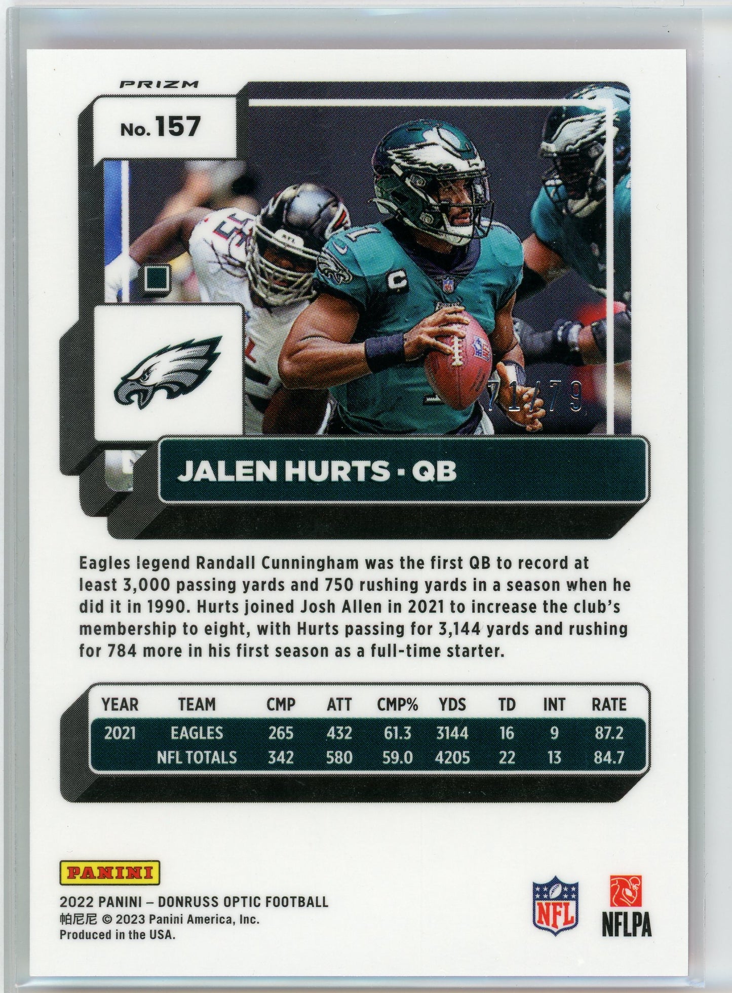 2022 Donruss Optic #157 Jalen Hurts Pink Velocity #/79