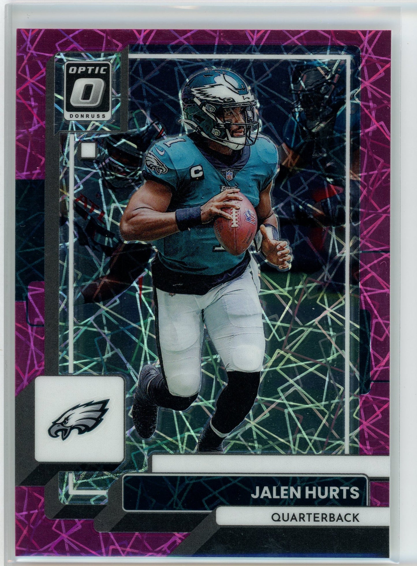 2022 Donruss Optic #157 Jalen Hurts Pink Velocity #/79