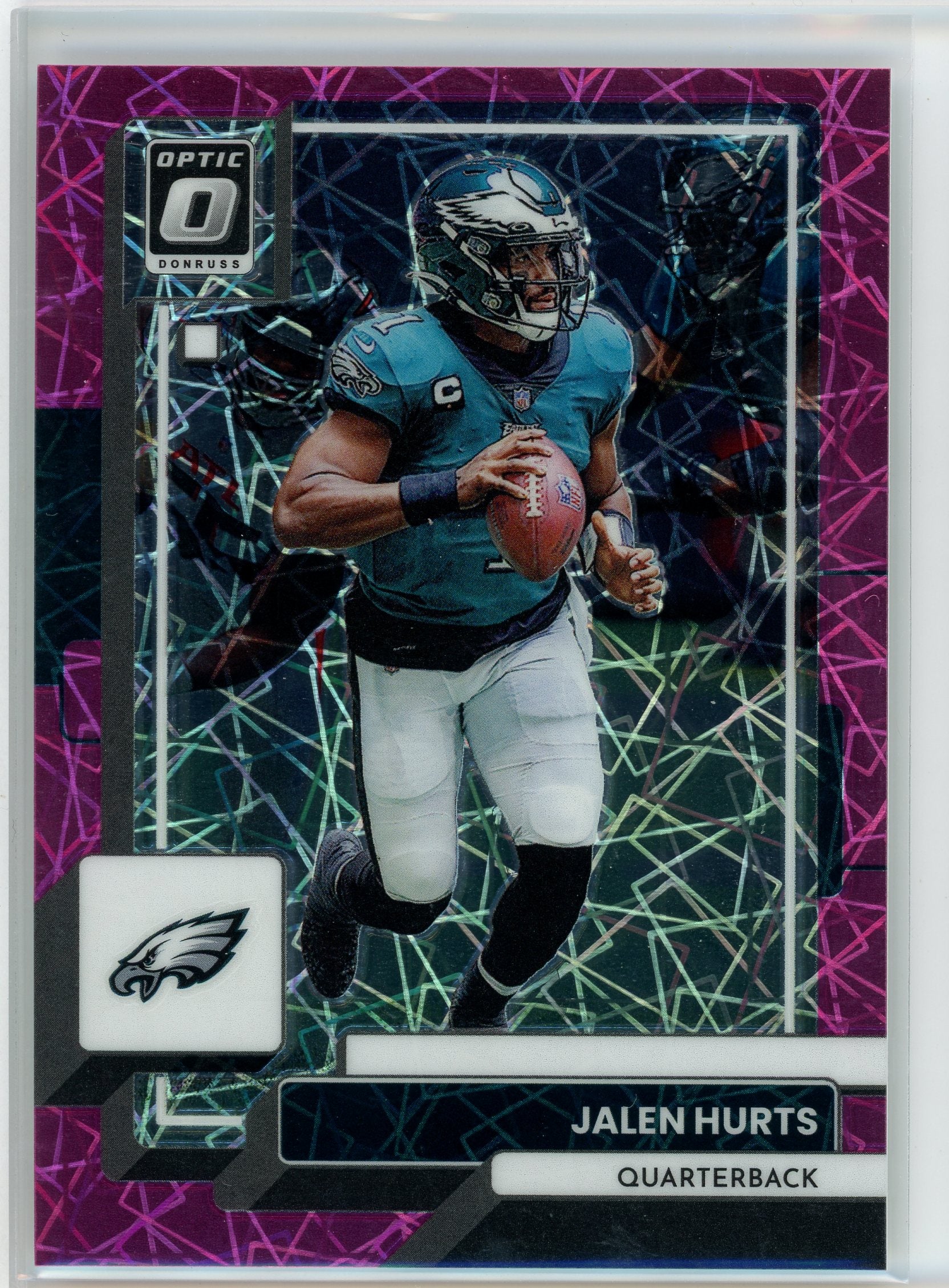 2022 Donruss Optic #157 Jalen Hurts Pink Velocity #/79