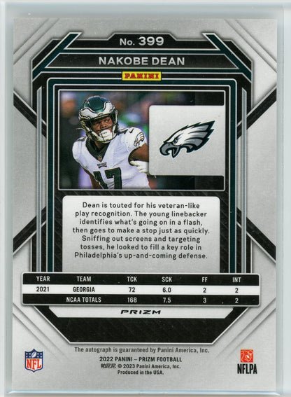 2022 Panini Prizm #399 Nakobe Dean Autographs Prizm Silver