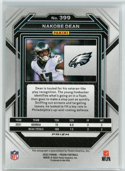 2022 Panini Prizm #399 Nakobe Dean Autographs Prizm Silver