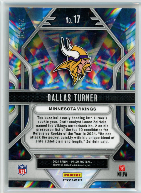 2024 Panini Prizm #17 Dallas Turner Prizmatic Purple Power /49