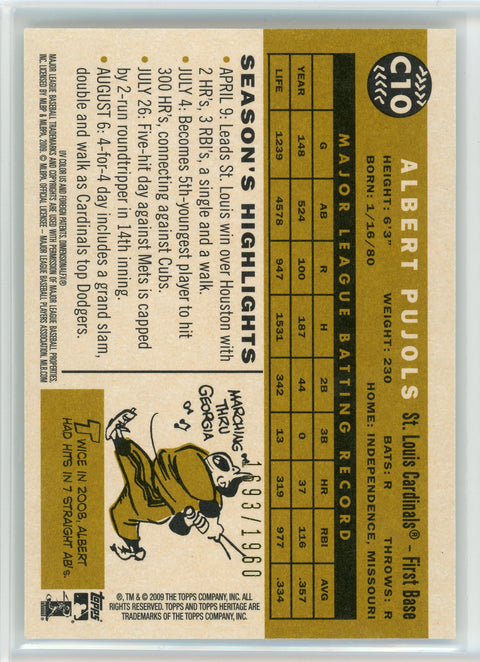 2009 Topps Heritage #C10 Albert Pujols Chrome #/1960