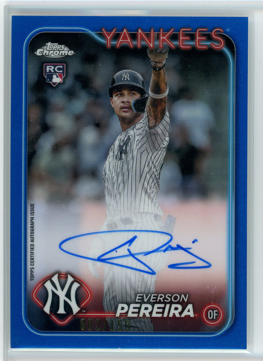2024 Tops Chrome #RA-EP Everson Pereira Blue Refractor /150