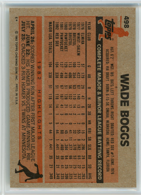 1983 Topps #498 Wade Boggs