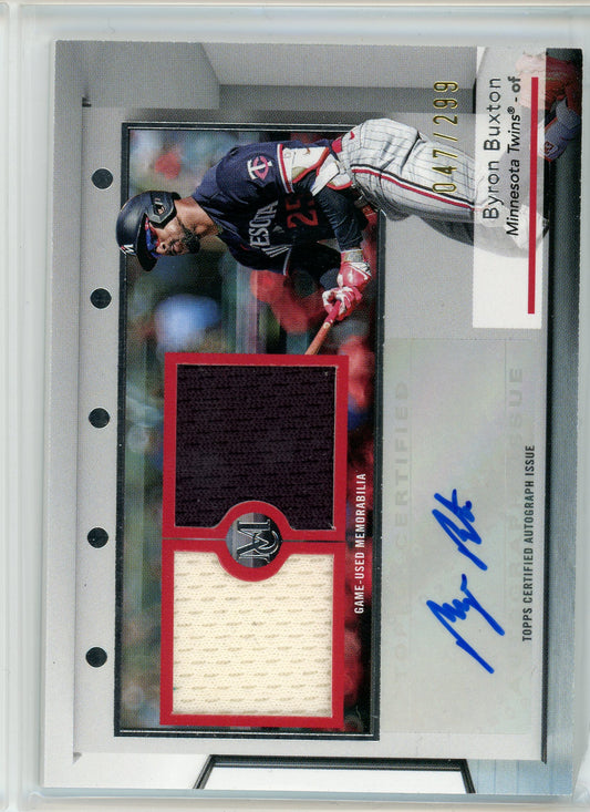2024 Topps Museum #SWDRA-BB Byron Buxton Signature Swatches Dual Relic Auto /299