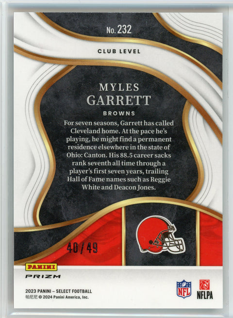2022 Panini Select #232 Myles Garrett Red Mojo Prizm /49