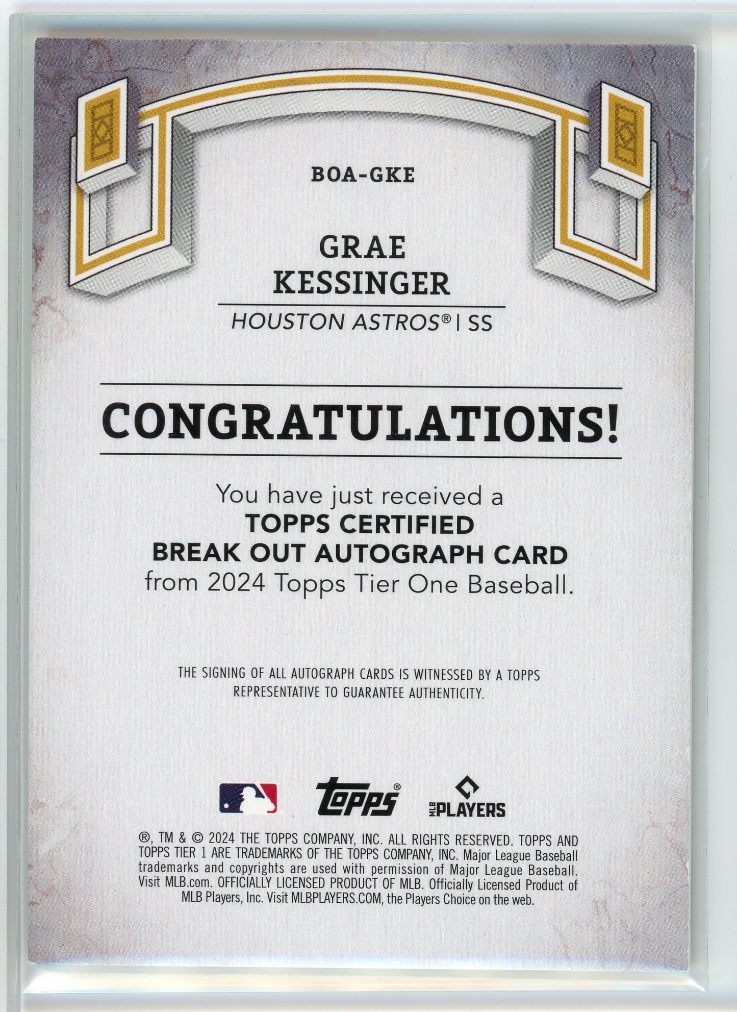2024 Topps Tier 1 #Boa-GKE Grae Kessinger Green FoiAuto /49