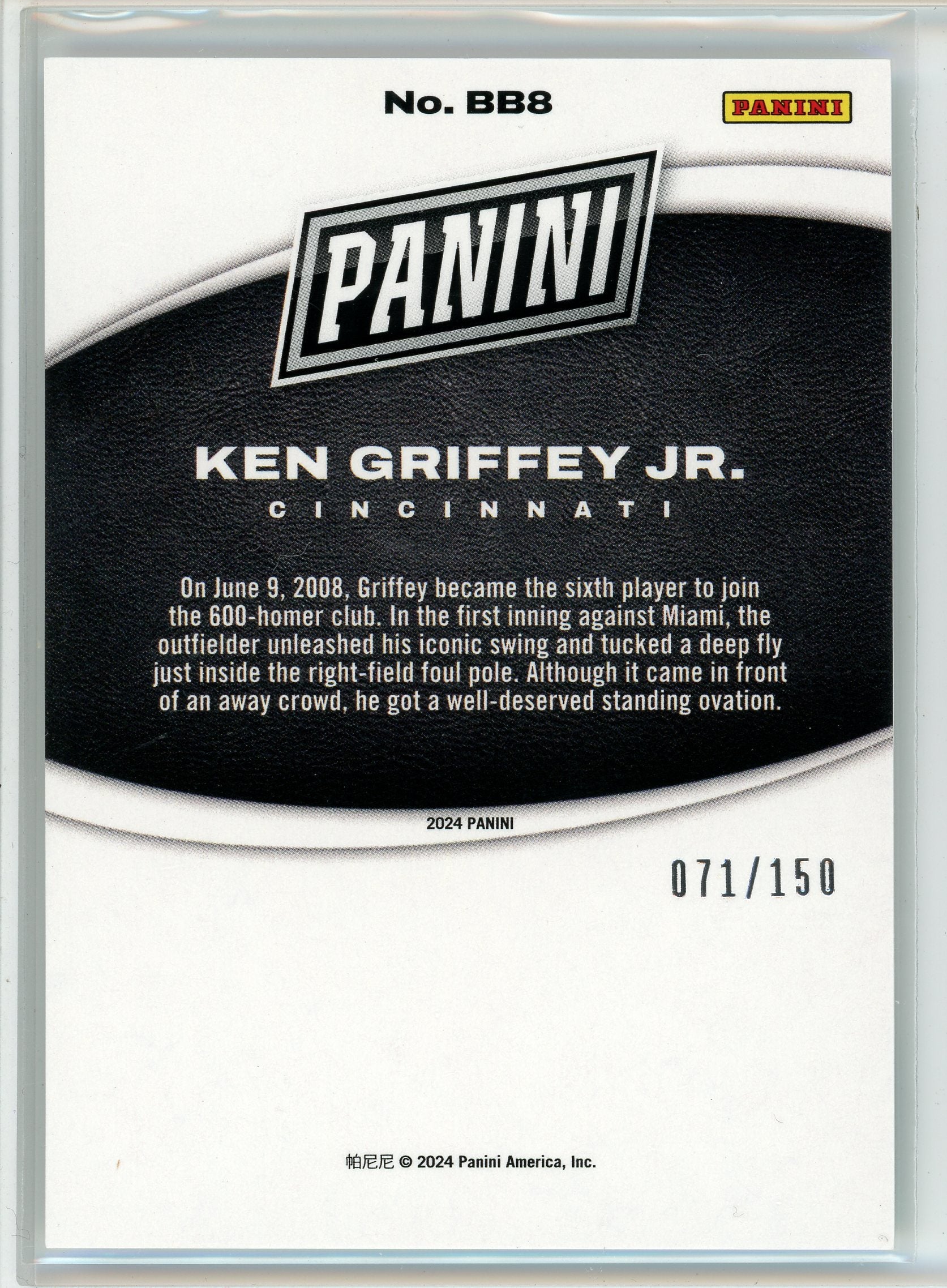 2024 Panini #BB8 Ken Griffey Jr. Black Friday Silver Foil /150