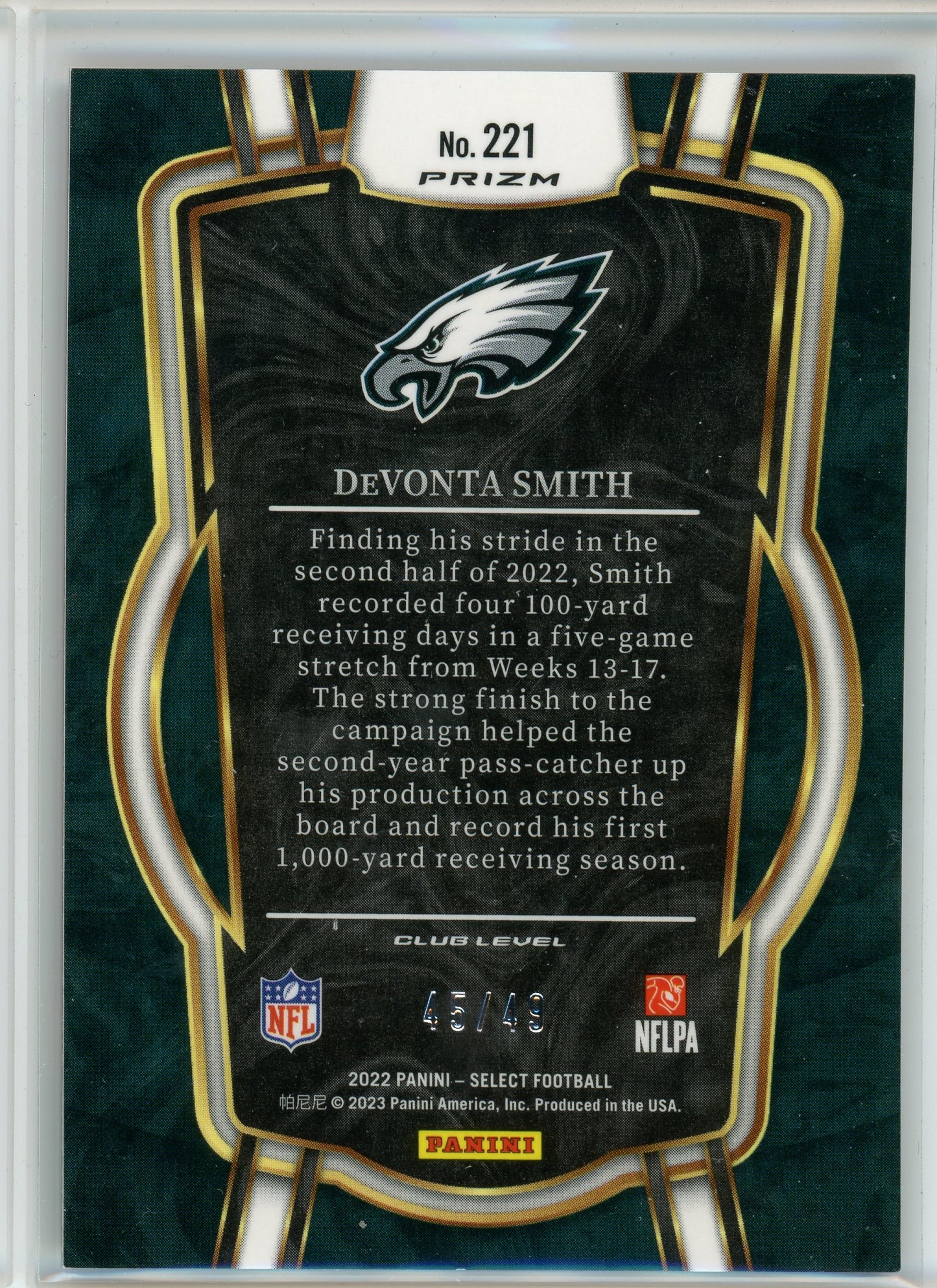 2022 Panini Select #221 DeVonta Smith Red Mojo Refractor /49