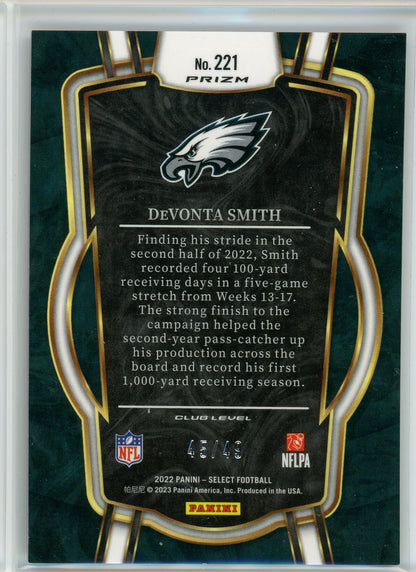2022 Panini Select #221 DeVonta Smith Red Mojo Refractor /49