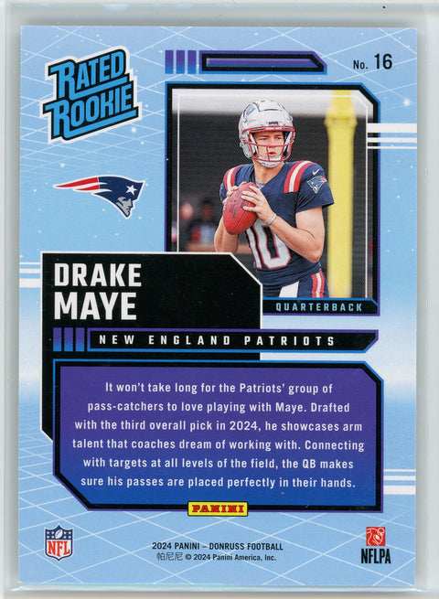 2024 Donruss #16 Drake Maye Rated Rookies Retro