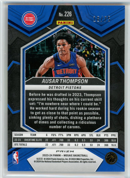 2023-24 Panini Mosaic #226 Ausar Thompson Red & Yellow Mosaic Prizm /75
