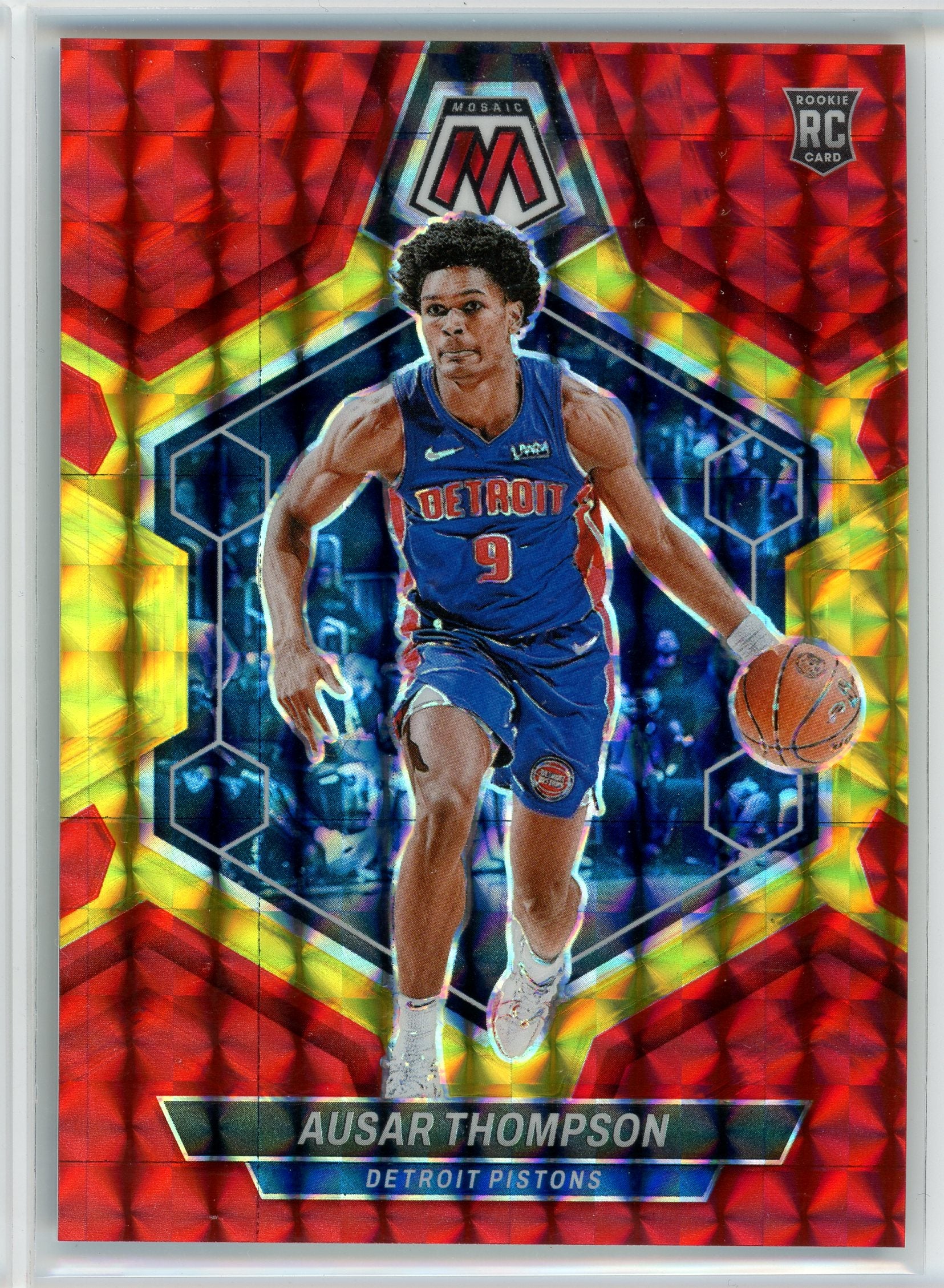 2023-24 Panini Mosaic #226 Ausar Thompson Red & Yellow Mosaic Prizm /75