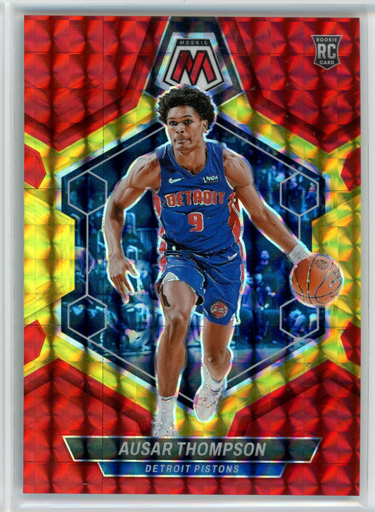 2023-24 Panini Mosaic #226 Ausar Thompson Red & Yellow Mosaic Prizm /75