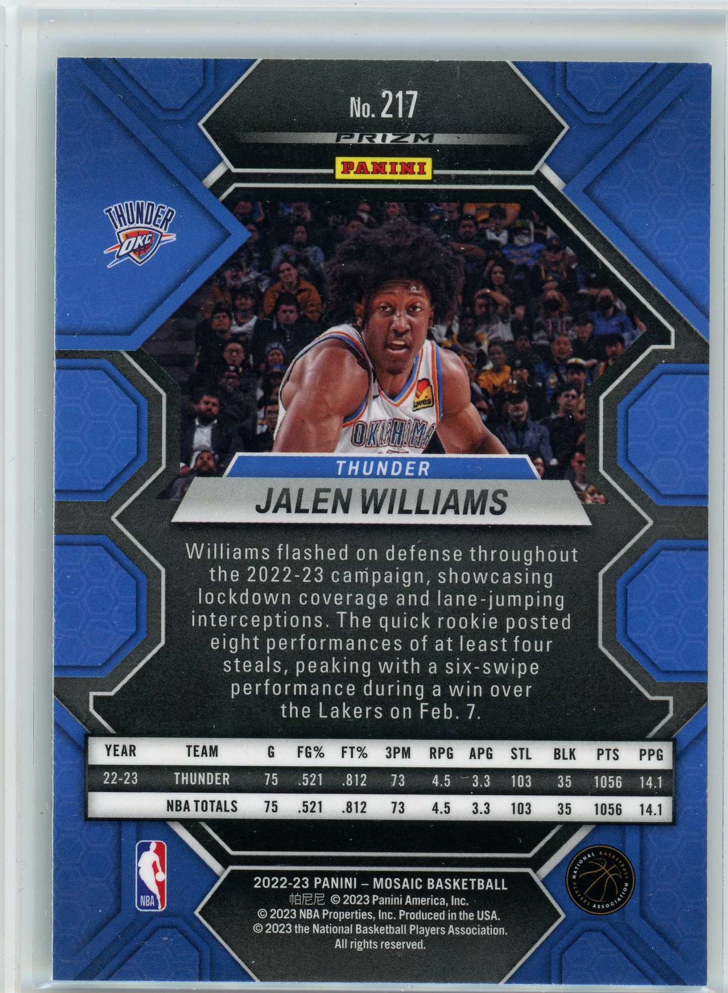 2022-23 Panini Mosaic #217 Jalen Williams Choice Red Green Prizm