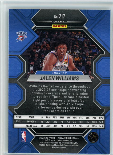 2022-23 Panini Mosaic #217 Jalen Williams Choice Red Green Prizm