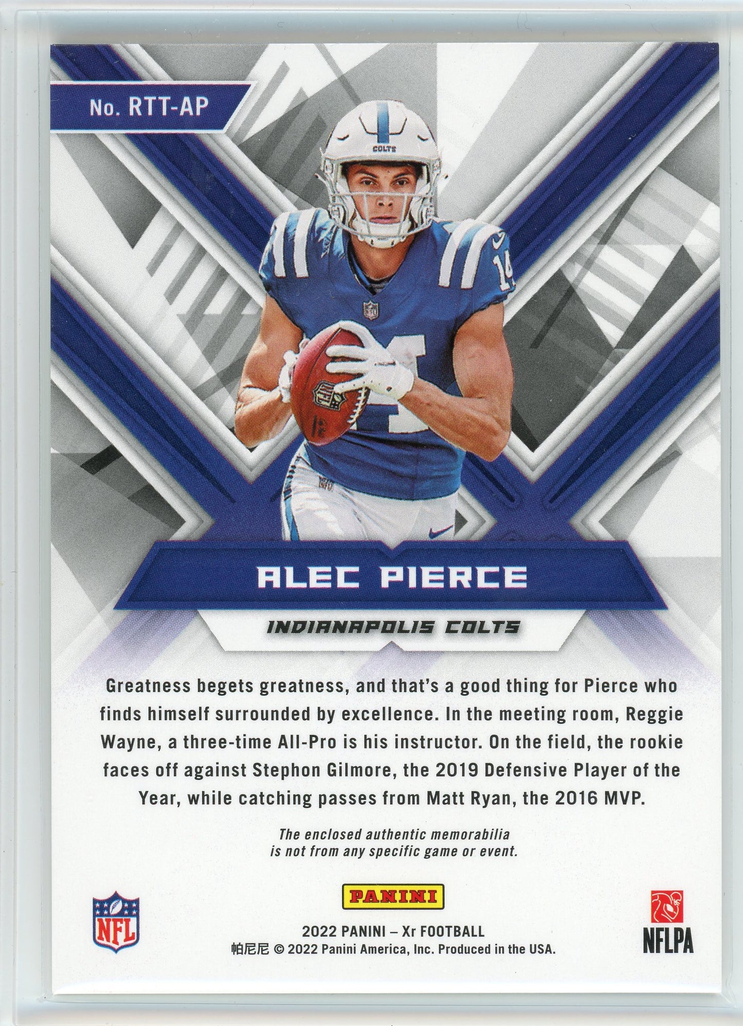 2022 Panini Xr #RTT-AP Alec Pierce Triple Threats Rookie Patch /75