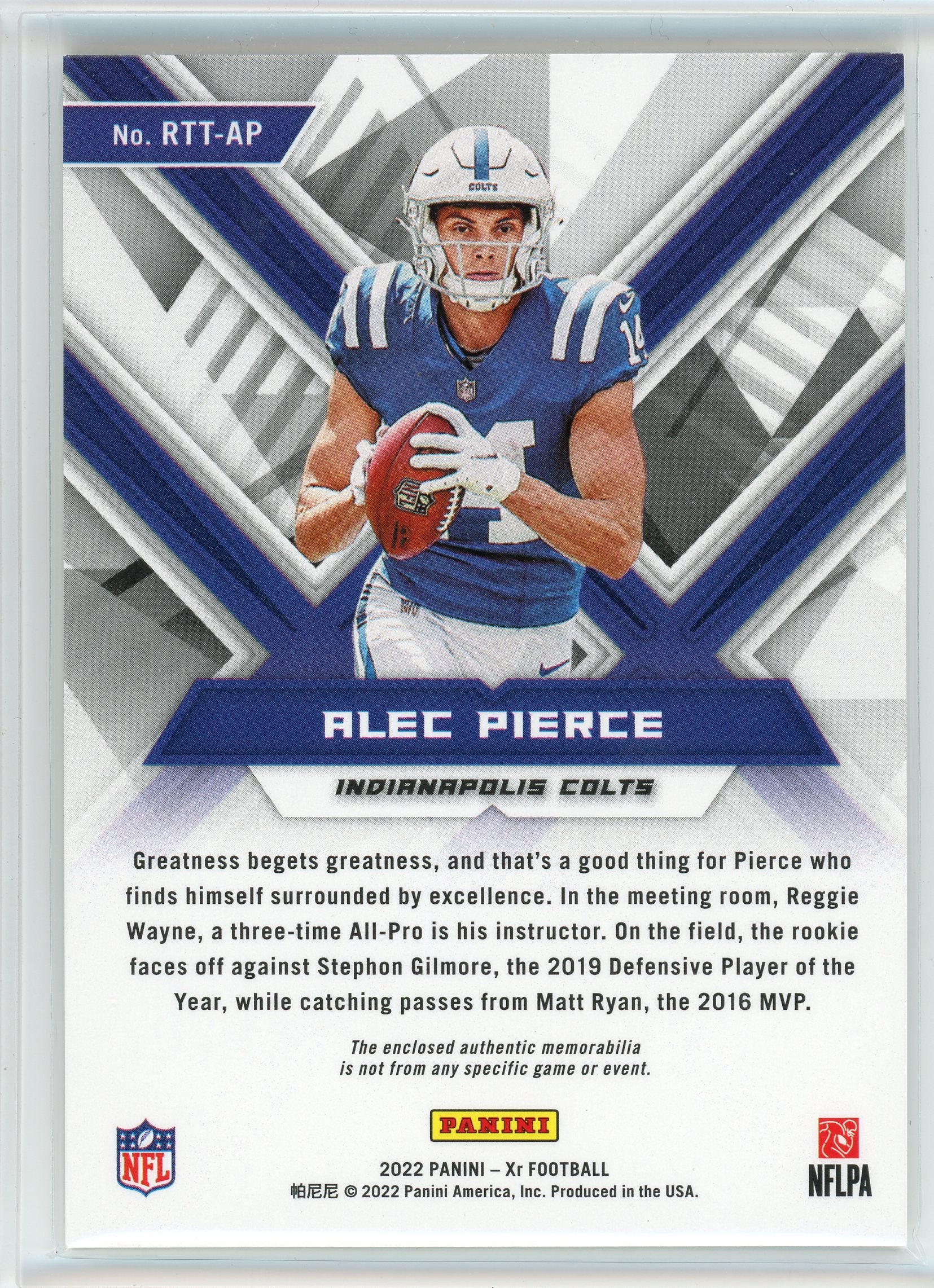 2022 Panini Xr #RTT-AP Alec Pierce Triple Threats Rookie Patch /75