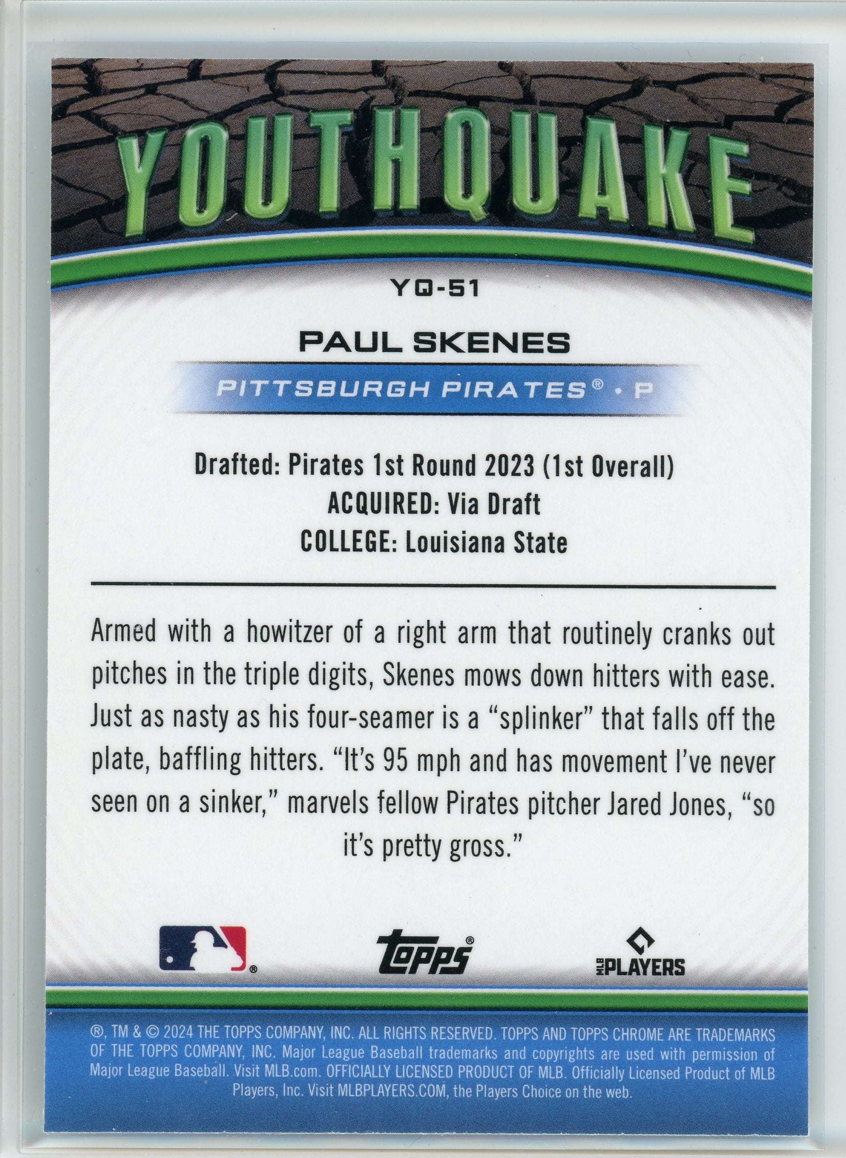 2024 Topps Chrome Update #YQ-51 Paul Skenes Youthquake
