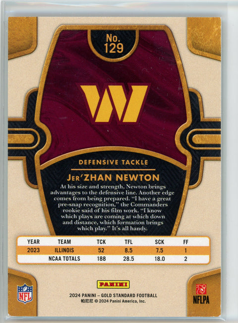 2024 Gold Standard #129 Jer'Zhan Newton Rookie /75