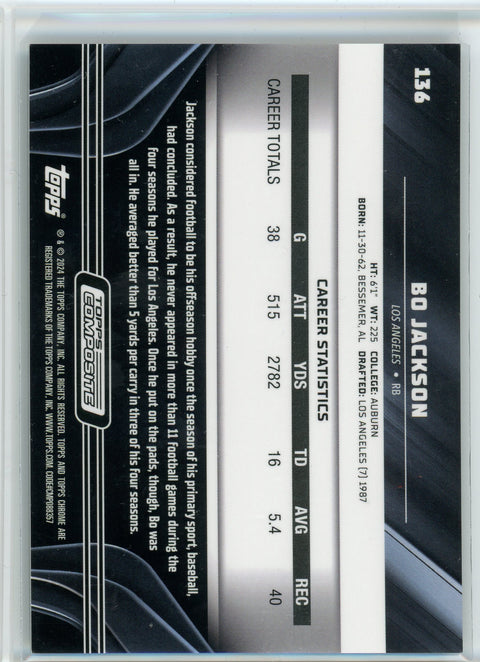 2023 Topps Composite #136 Bo Jackson Topps Chrome Black Green Refractor #/99