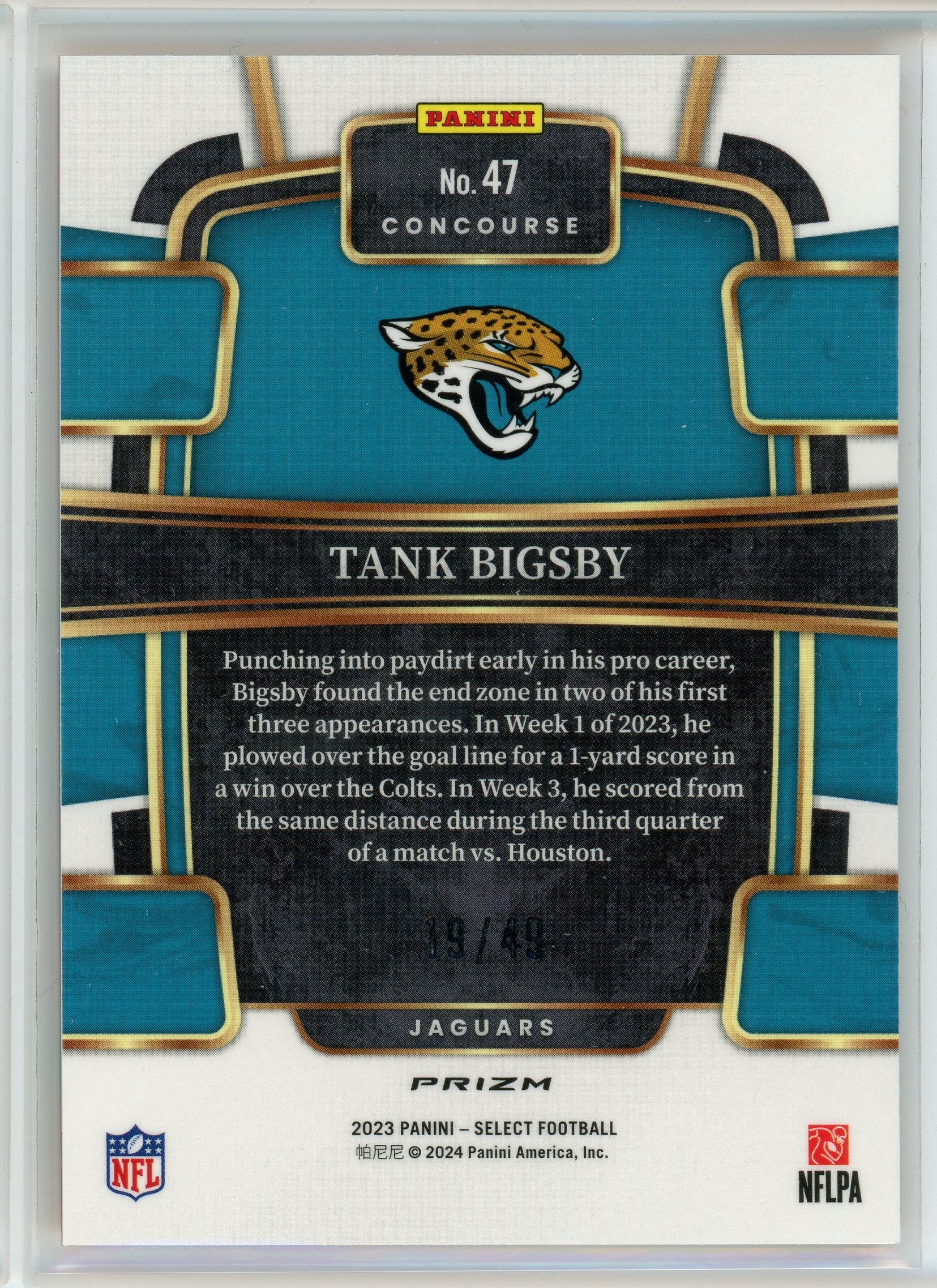 2023 Panini Select #47 Tank Bigsby Orange Prizms #/49