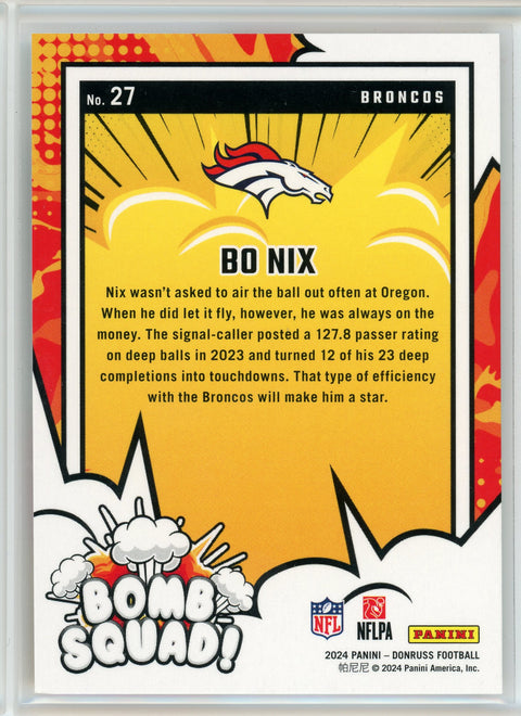 2024 Donruss #27 Bo Nix Bomb Squad