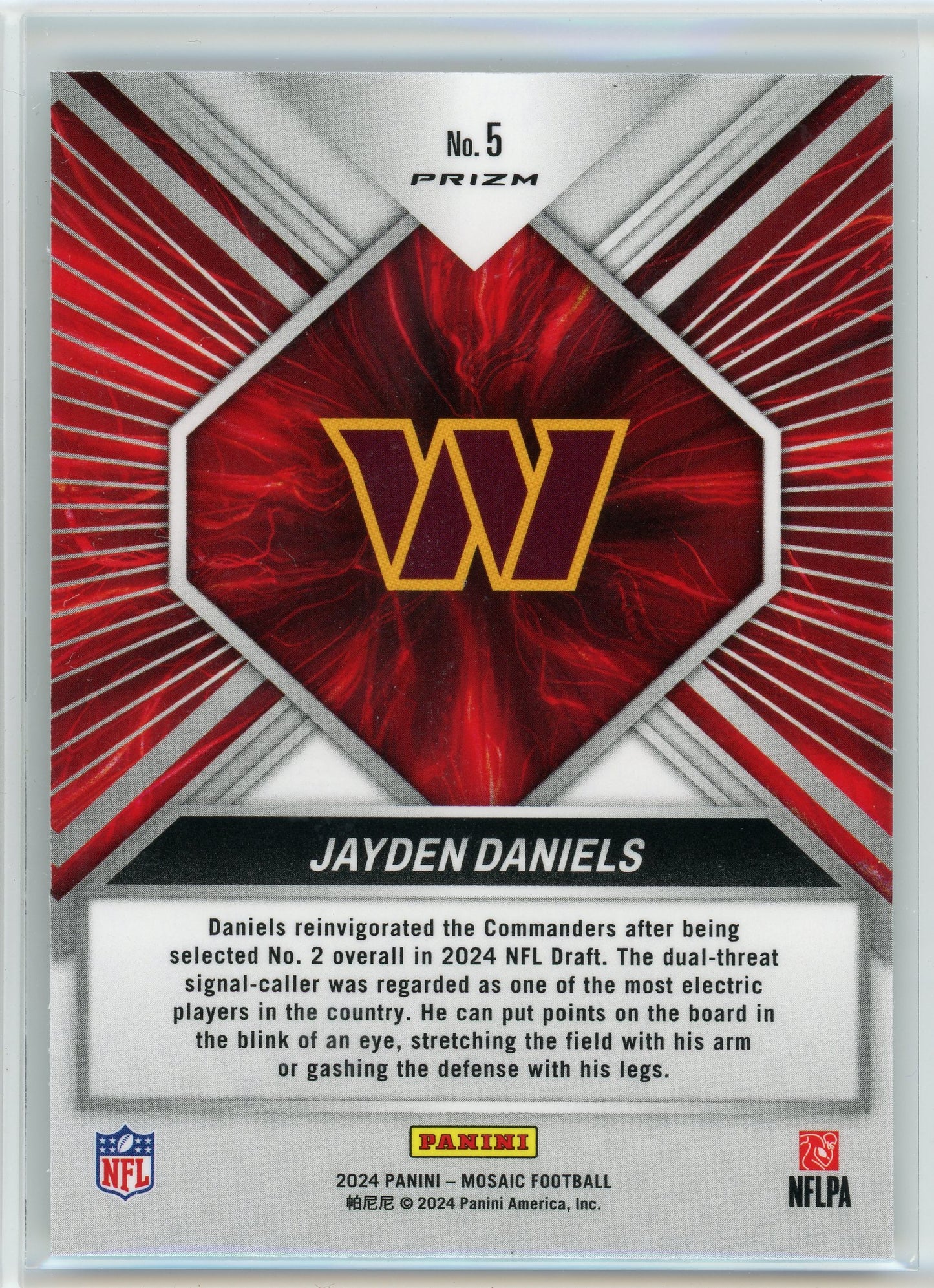 2024 Panini Mosaic #5 Jayden Daniels Overdrive Silver Mosaic Prizm