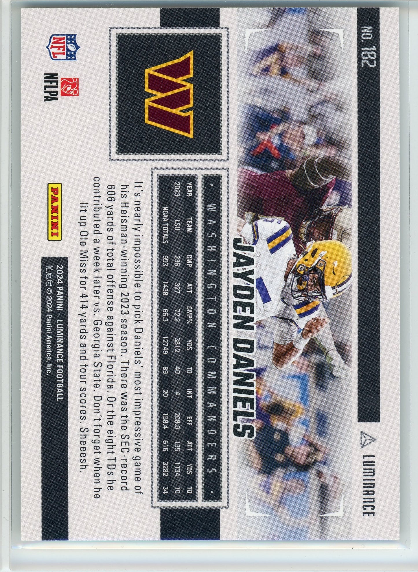 2024 Panini Luminance #182 Jayden Daniels Black /75