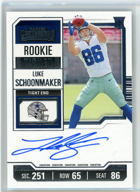 2023 Panini Contenders #123 Luke Schoonmaker Rookie Ticket Auto