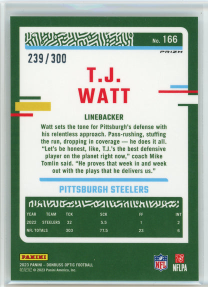 2023 Donruss Optic #166 T.J. Watt Wave #/300