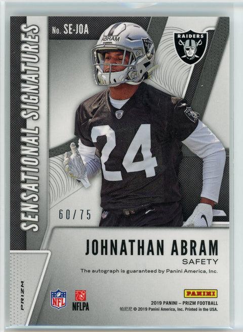2019 Panini Prizm #SE-JOA Johnathan Abram Sensational Signatures Green Scope /75