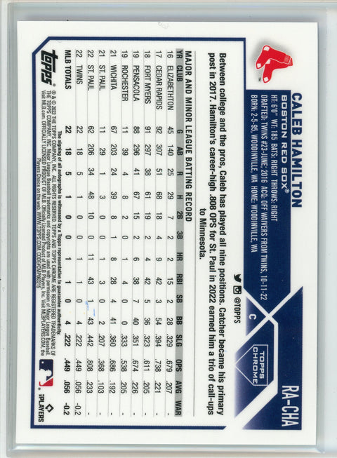 2023 Topps Chrome #RA-CHA Caleb Hamilton Rookie Auto Purple Speckle /299
