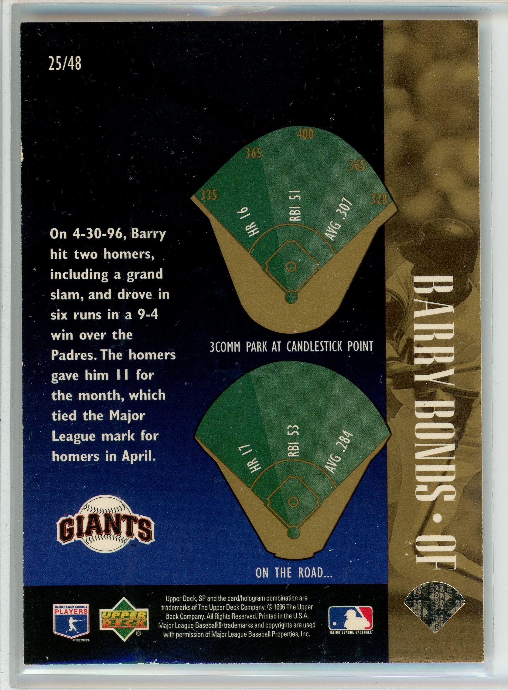 1996 SP #25 Barry Bonds Special FX