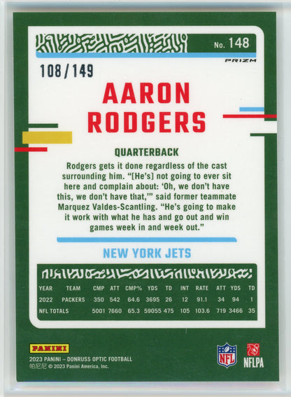 2023 Donruss Optic #148 Aaron Rodgers Flex Prizm /149