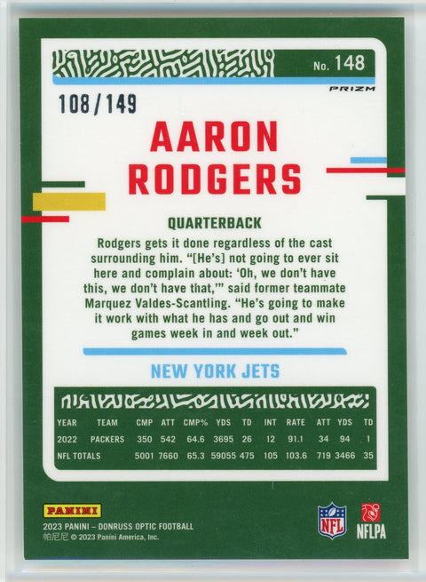 2023 Donruss Optic #148 Aaron Rodgers Flex Prizm /149