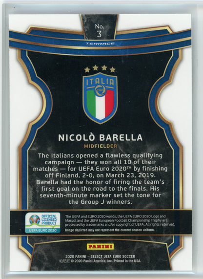 2020 Panini Select UEFA Euro #3 Nicolo Barella