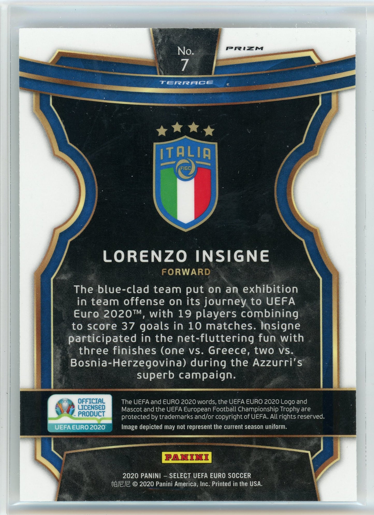 2020 Panini Select UEFA Euro #7 Lorenzo Insigne