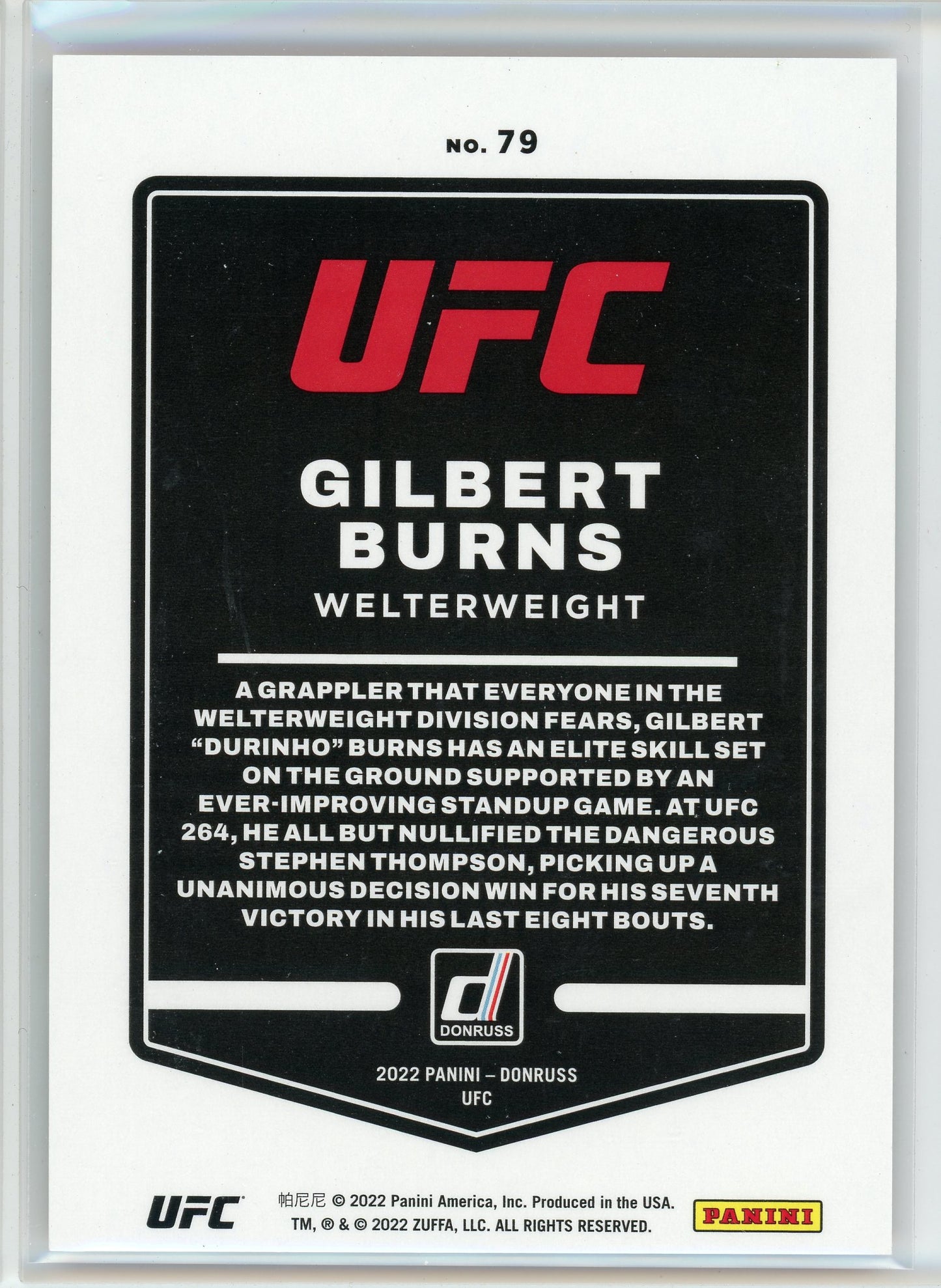 2022 Donruss #79 Gilbert Burns Red Laser /75