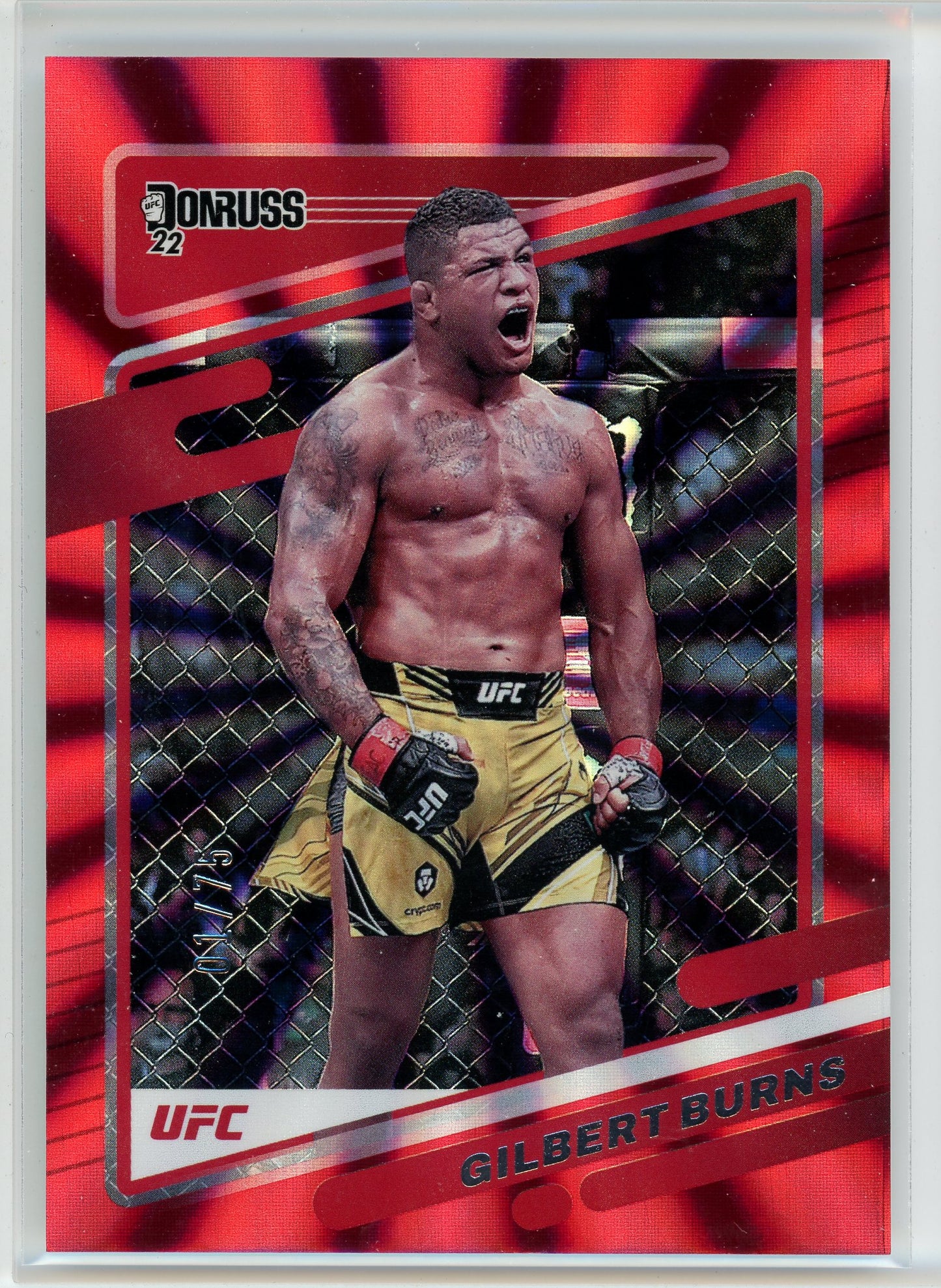2022 Donruss #79 Gilbert Burns Red Laser /75