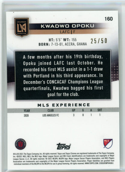 2021 Topps Chrome #160 Kwaswo Opoku Gold Parallel /50