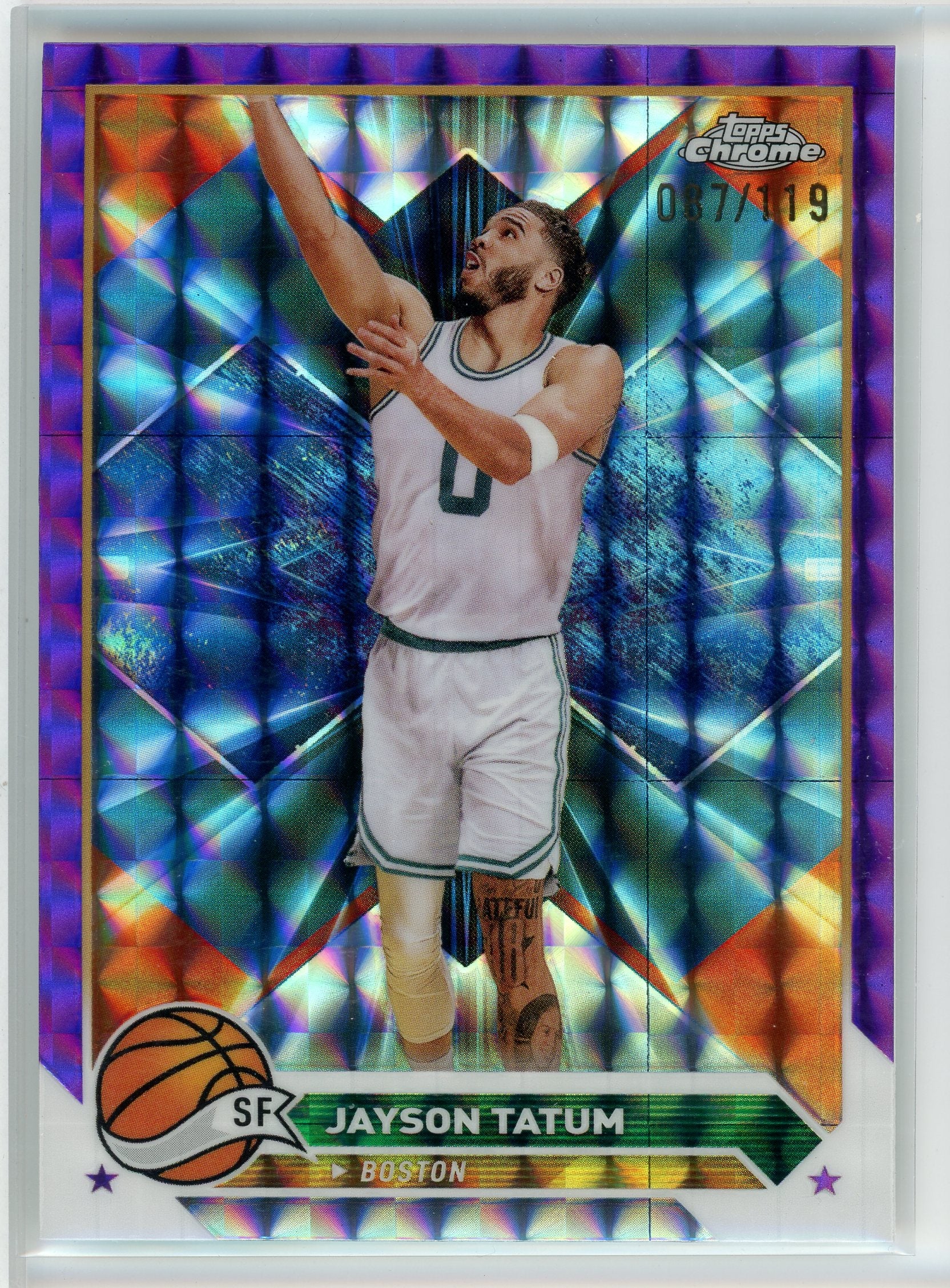 2024 Topps Chrome #164 Jayson Tatum Purple Geometric Refractor /119
