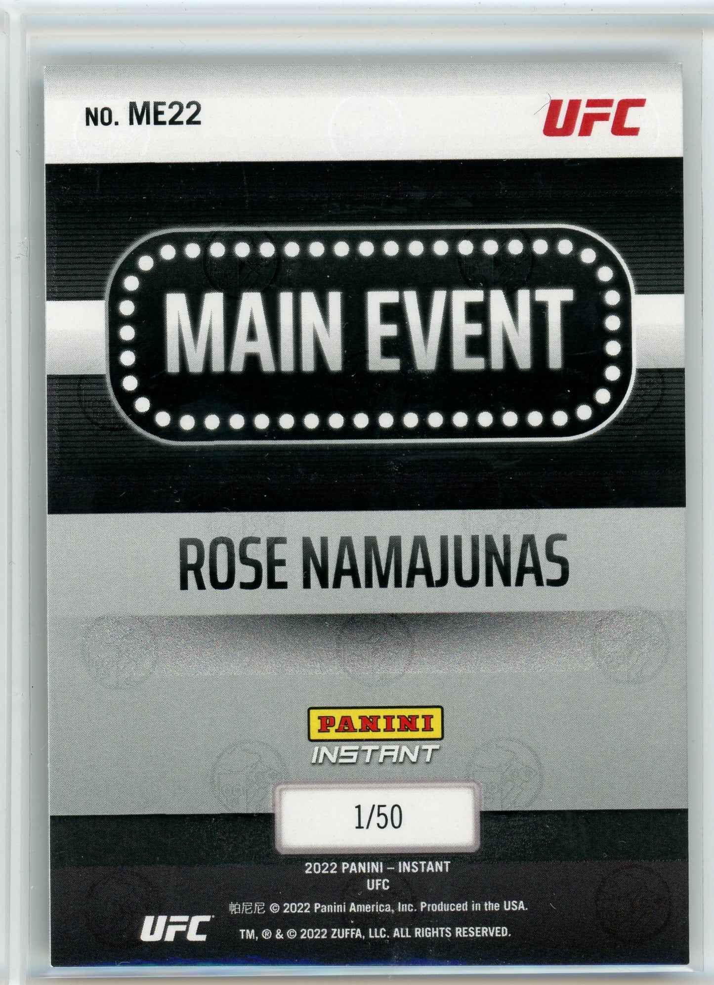 2022 Panini Instant UFC #ME22 Rose Namajunas Main Even